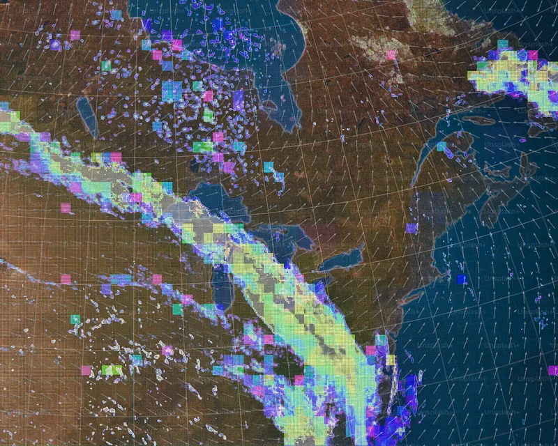 Weather radar map tracking a winter storm system approaching the Northeast